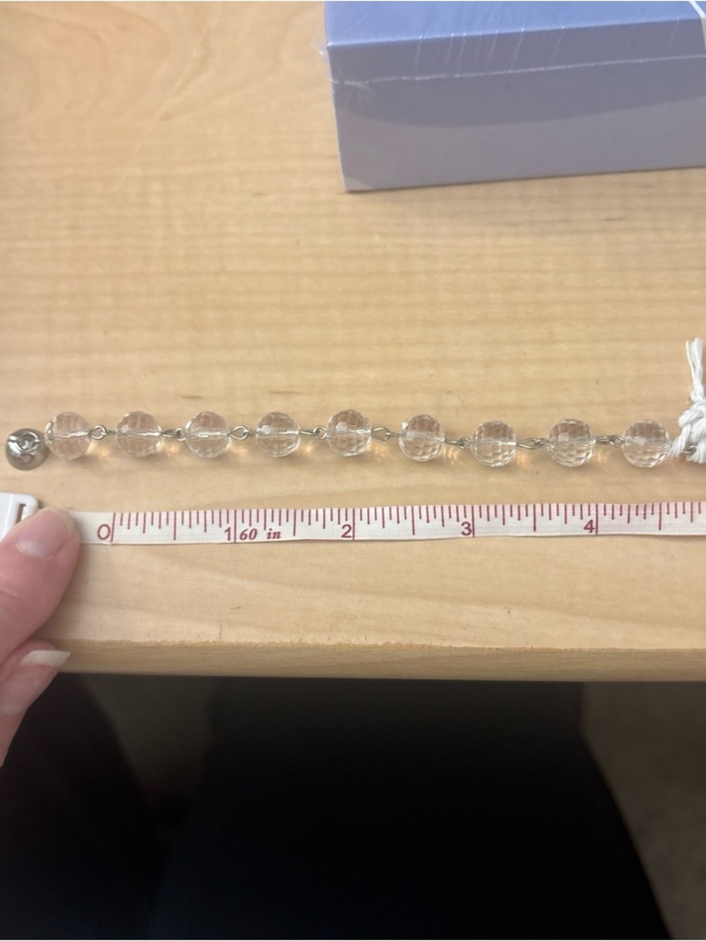 Crystal Bead Link Bracelet - Clear Sparkle for Women